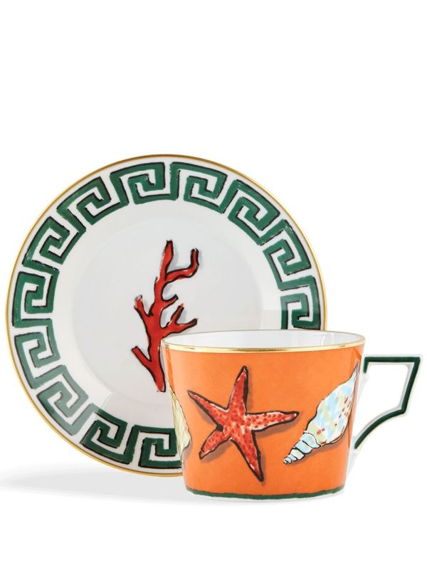 browns GINORI 1735 orange Il Viaggio di Nettuno porcelain teacup set | Browns Cups & Tea Sets