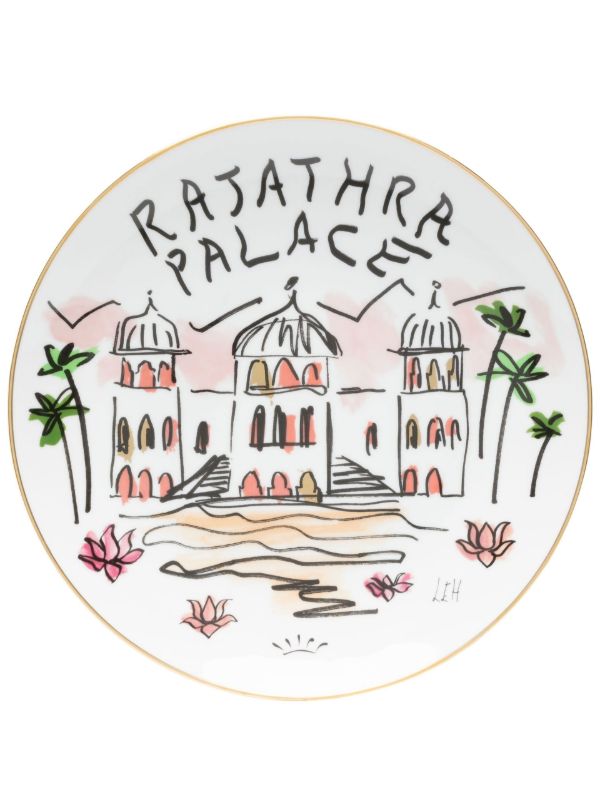 browns GINORI 1735 White Rajathra Palace Graphic Print Plate | Browns Plates & Bowls