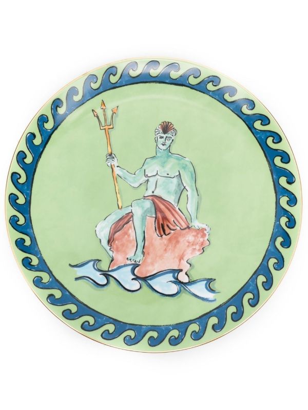 browns GINORI 1735 X Luke Edward Hall Green Il viaggio di Nettuno Porcelain Charger Plate | Browns Plates & Bowls