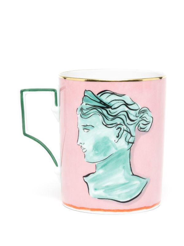 Browns GINORI 1735 X Luke Edward Hall Pink Il Viaggio Di Nettuno Porcelain Mug | Browns Cups & Tea Sets