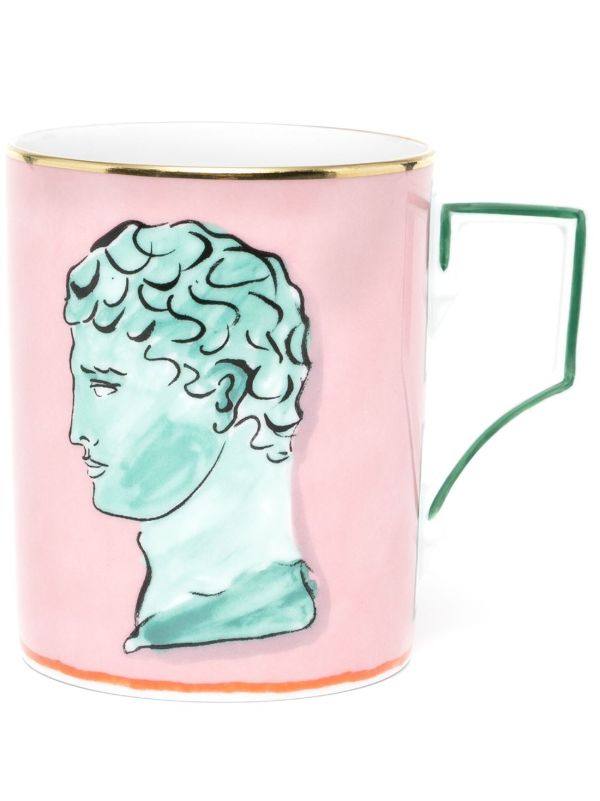 browns GINORI 1735 X Luke Edward Hall Pink Il Viaggio Di Nettuno Porcelain Mug | Browns Cups & Tea Sets
