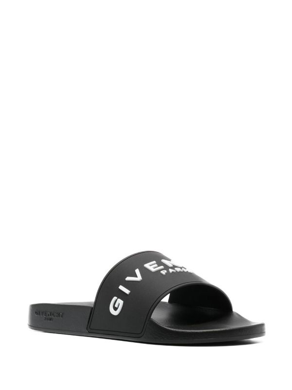 Browns Givenchy Black Logo Embossed Slides | Browns Flip-Flops & Slides