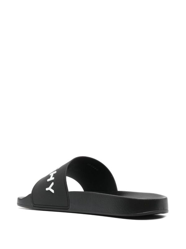 Browns Givenchy Black Logo Embossed Slides | Browns Flip-Flops & Slides