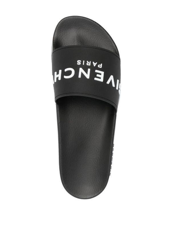 Browns Givenchy Black Logo Embossed Slides | Browns Flip-Flops & Slides