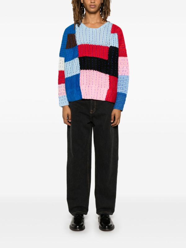 Browns Glass Cypress Blue Colour-Block Sweater | Browns Knitted Sweaters