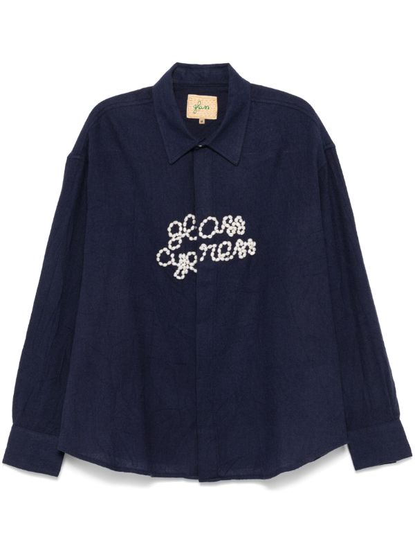browns Glass Cypress Blue Logo-Beaded Shirt | Browns Shirts