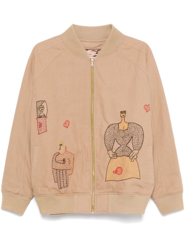 browns Glass Cypress Neutral Woman-Embroidered Bomber Jacket