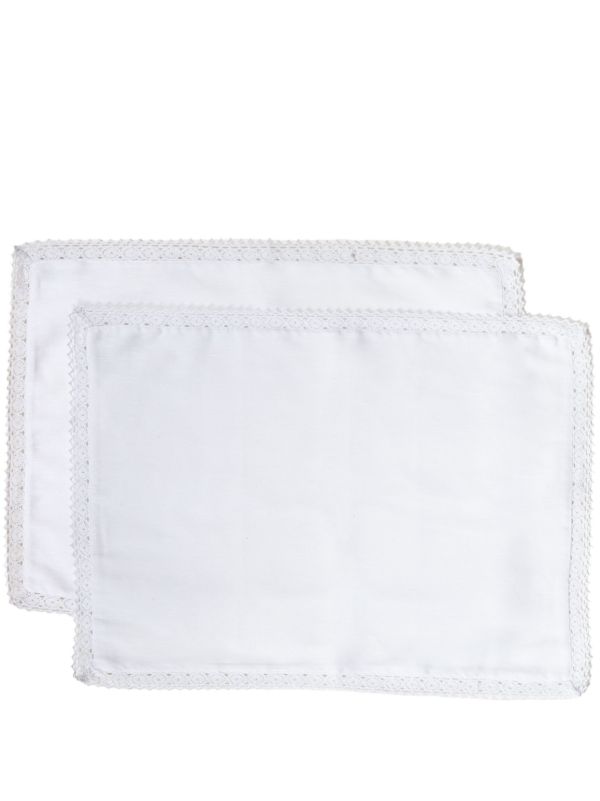 browns Gohar World Crochet Trim Placemats (Set of Two) | Browns Table Linen