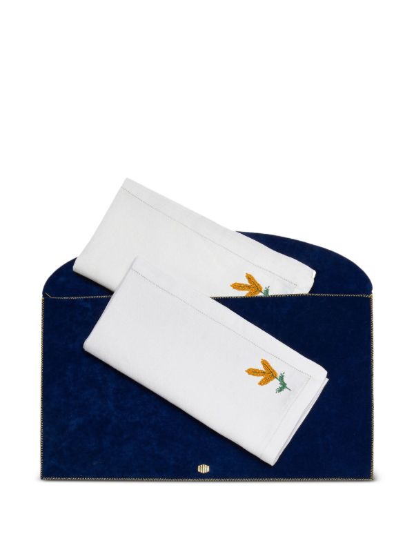 Browns Gohar World Mimosa-embroidered Napkins (set Of Two) | Browns Table Linen
