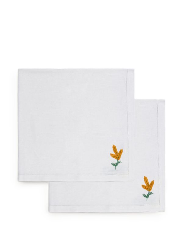 browns Gohar World mimosa-embroidered napkins (set of two) | Browns Table Linen