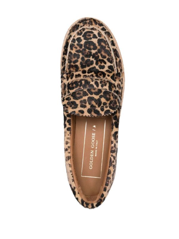 Browns Golden Goose Brown Jerry Leopard-Print Leather Loafers | Browns Loafers