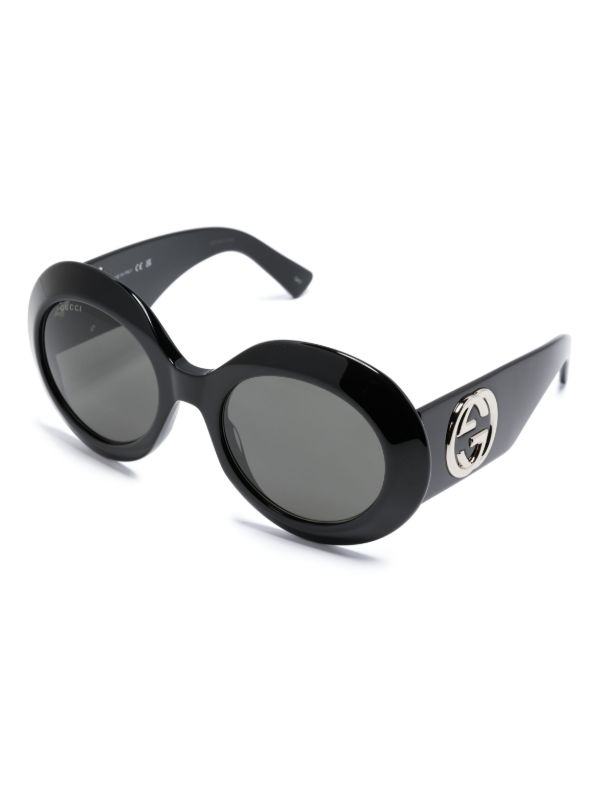 Browns Gucci Eyewear Black Interlocking G Round-Frame Sunglasses | Browns Sunglasses