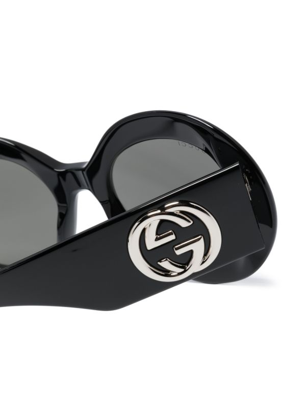 Browns Gucci Eyewear Black Interlocking G Round-Frame Sunglasses | Browns Sunglasses
