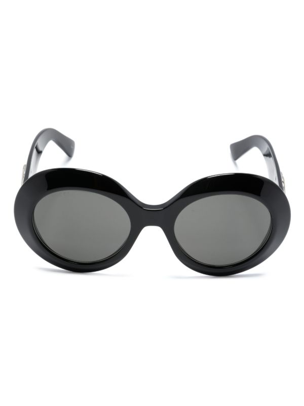 browns Gucci Eyewear Black Interlocking G Round-Frame Sunglasses | Browns Sunglasses