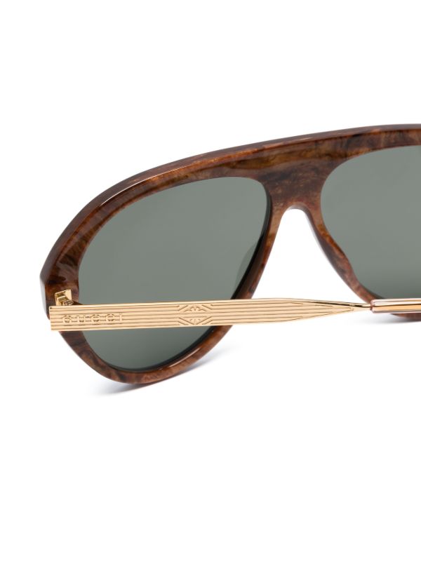 Browns Gucci Eyewear Black Navigator-Frame Sunglasses | Browns Sunglasses