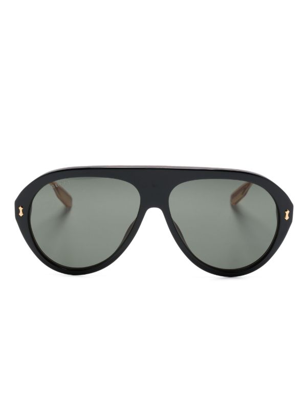 browns Gucci Eyewear Black Navigator-Frame Sunglasses | Browns Sunglasses