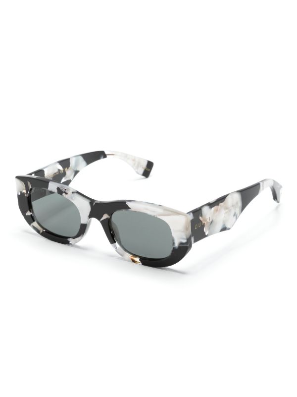 Browns Gucci Eyewear Black Nouvelle Vague Rectangle-Frame Sunglasses | Browns Sunglasses