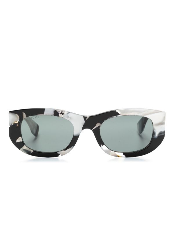 browns Gucci Eyewear Black Nouvelle Vague Rectangle-Frame Sunglasses | Browns Sunglasses
