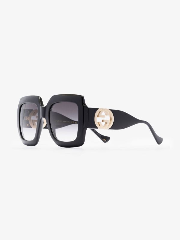 Browns Gucci Eyewear Black Oversized Square Sunglasses | Browns Sunglasses