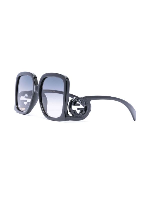Browns Gucci Eyewear Black Oversized Square Sunglasses | Browns Sunglasses