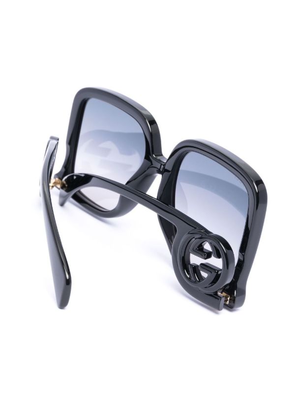 Browns Gucci Eyewear Black Oversized Square Sunglasses | Browns Sunglasses