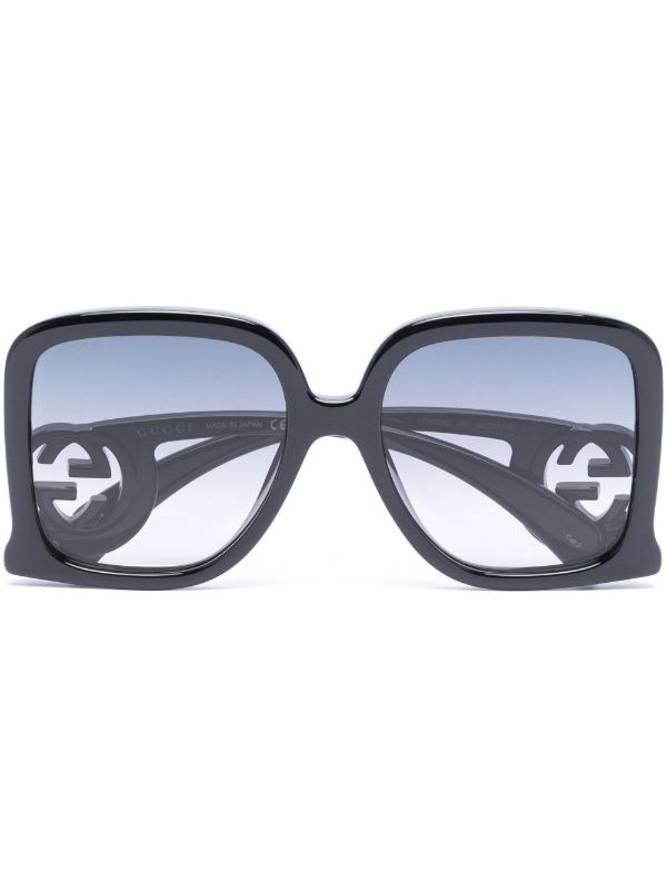 browns Gucci Eyewear black oversized square sunglasses | Browns Sunglasses