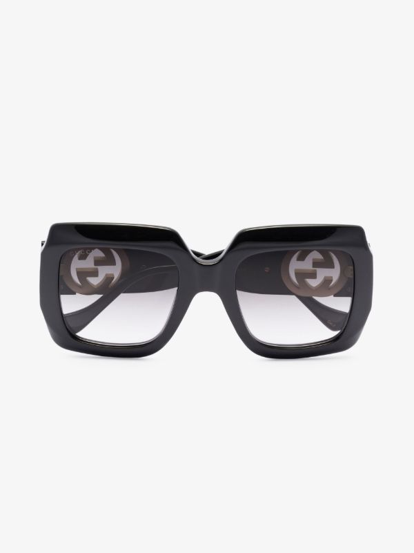 browns Gucci Eyewear Black Oversized Square Sunglasses | Browns Sunglasses