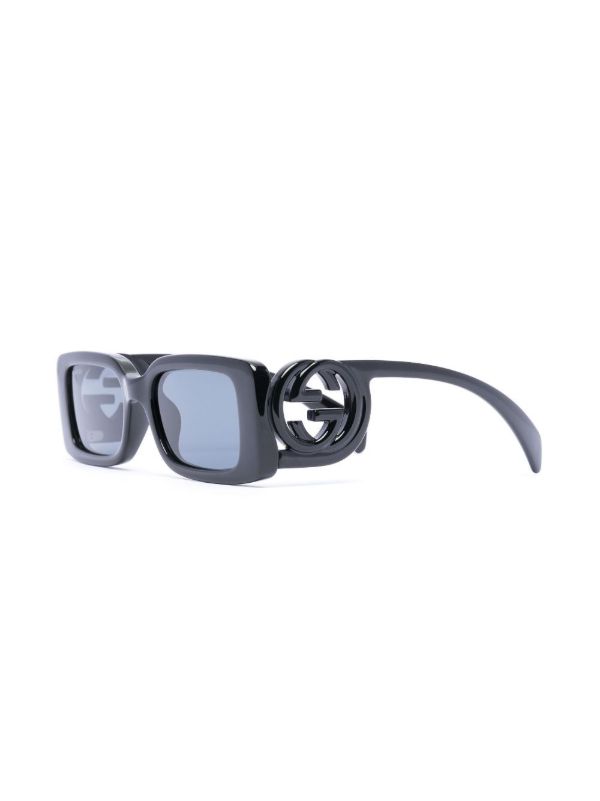Browns Gucci Eyewear Black Rectangular Sunglasses | Browns Sunglasses