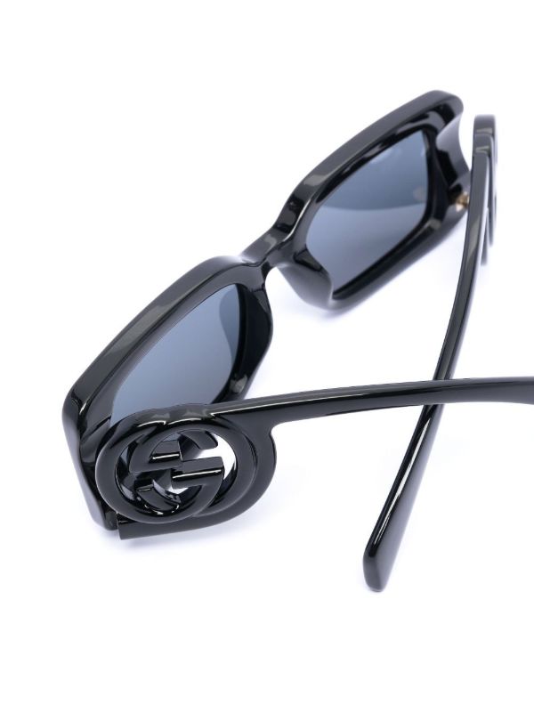 Browns Gucci Eyewear Black Rectangular Sunglasses | Browns Sunglasses
