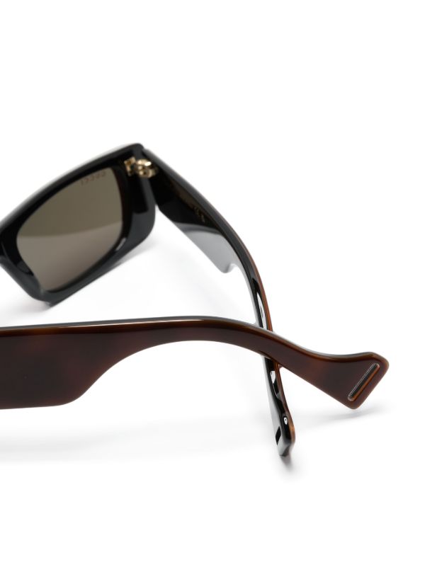 Browns Gucci Eyewear Brown Interlocking G Rectangle-Frame Sunglasses | Browns Sunglasses
