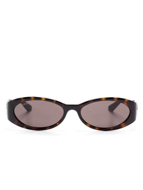 browns Gucci Eyewear Brown Oval-Frame Tortoiseshell Sunglasses | Browns Sunglasses
