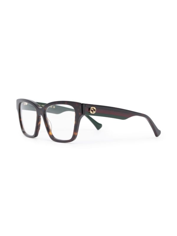 Browns Gucci Eyewear Brown Tortoiseshell Square-Frame Glasses | Browns Glasses & Frames