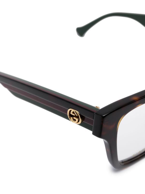 Browns Gucci Eyewear Brown Tortoiseshell Square-Frame Glasses | Browns Glasses & Frames
