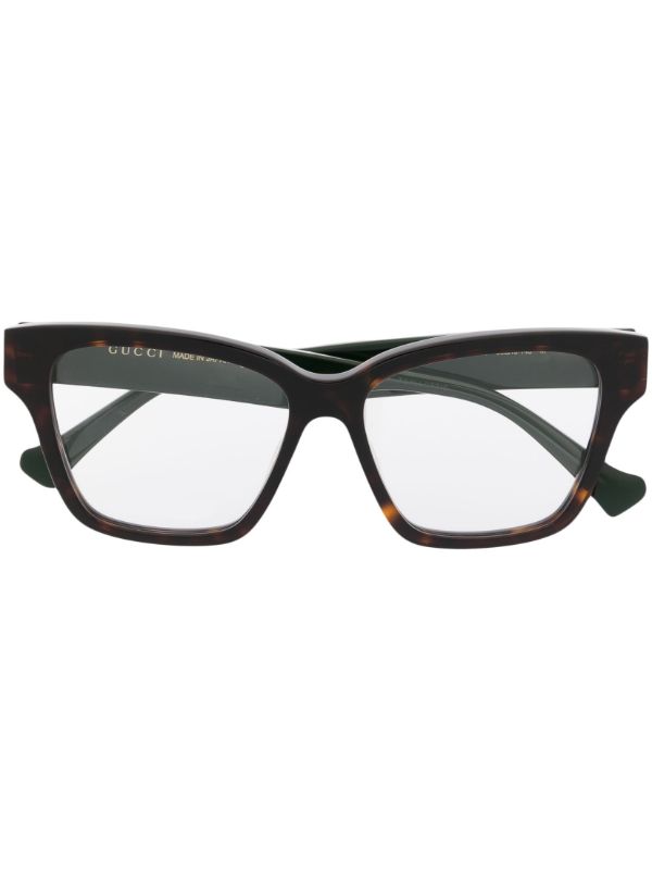 browns Gucci Eyewear Brown Tortoiseshell Square-Frame Glasses | Browns Glasses & Frames