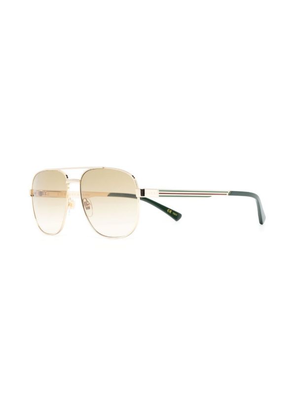 Browns Gucci Eyewear Gold Pilot Frame Gradient Sunglasses | Browns Sunglasses