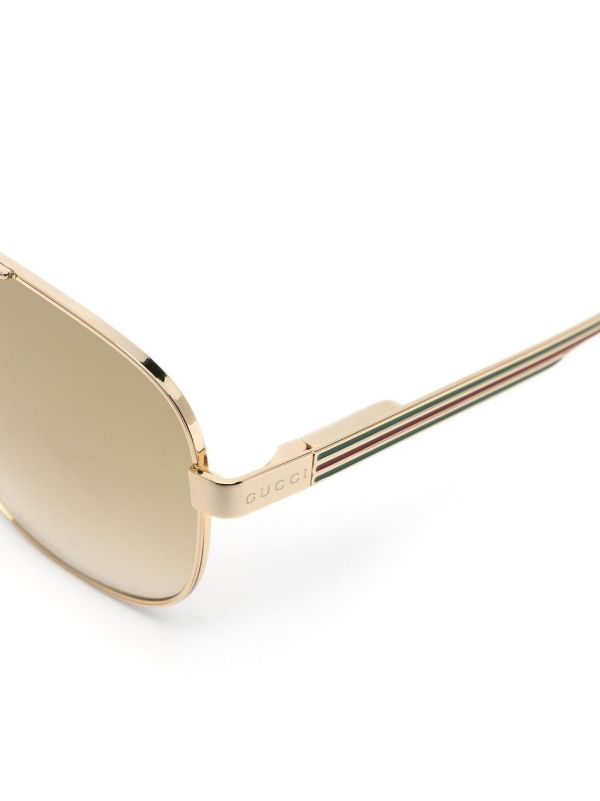Browns Gucci Eyewear Gold Pilot Frame Gradient Sunglasses | Browns Sunglasses