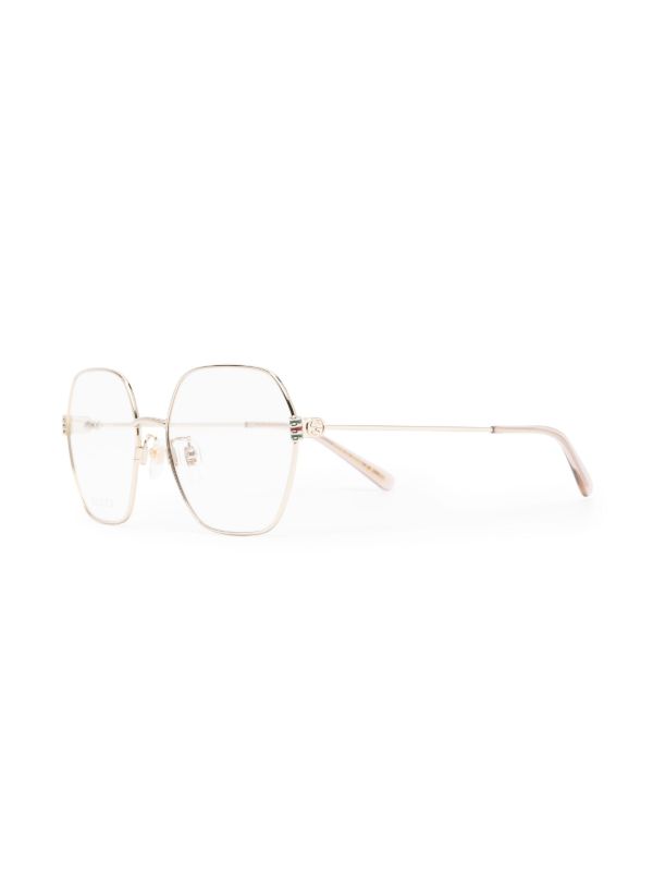 Browns Gucci Eyewear Gold-Tone Geometric-Frame Glasses | Browns Glasses & Frames