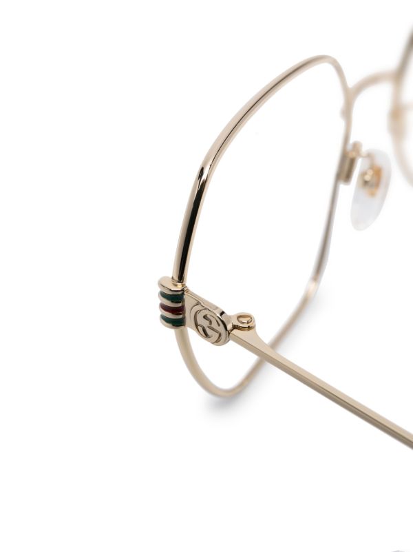 Browns Gucci Eyewear Gold-Tone Geometric-Frame Glasses | Browns Glasses & Frames