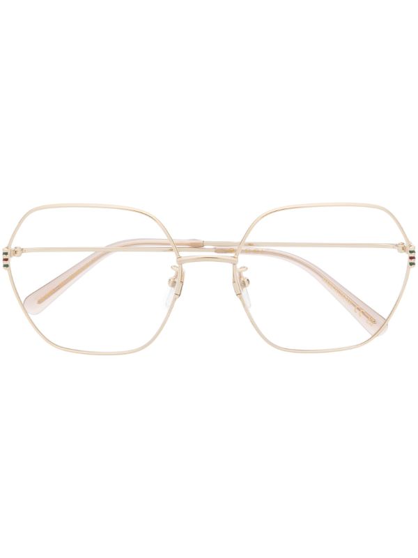 browns Gucci Eyewear Gold-Tone Geometric-Frame Glasses | Browns Glasses & Frames
