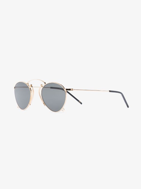 Browns Gucci Eyewear Gold Tone Round Frame Sunglasses | Browns Sunglasses