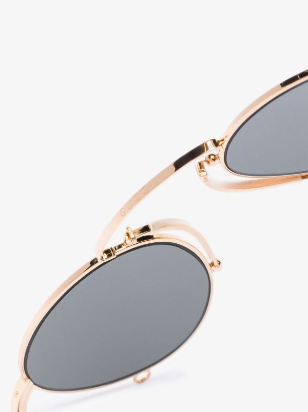Browns Gucci Eyewear Gold Tone Round Frame Sunglasses | Browns Sunglasses