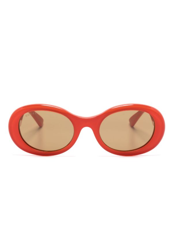 browns Gucci Eyewear Orange Oval-Frame Sunglasses | Browns Sunglasses