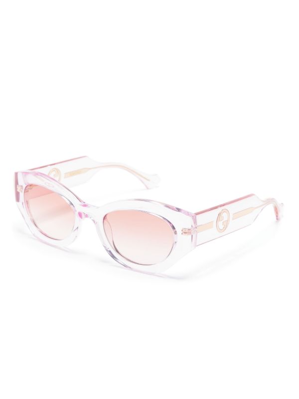 Browns Gucci Eyewear Pink Interlocking G Oval-Frame Sunglasses | Browns Sunglasses