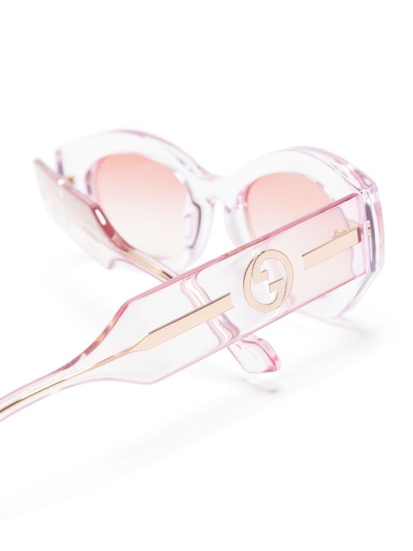 Browns Gucci Eyewear Pink Interlocking G Oval-Frame Sunglasses | Browns Sunglasses