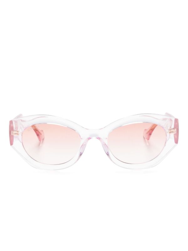 browns Gucci Eyewear Pink Interlocking G Oval-Frame Sunglasses | Browns Sunglasses