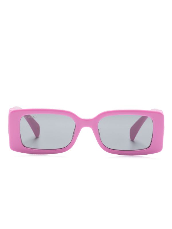 browns Gucci Eyewear Pink Interlocking G Rectangle-Frame Sunglasses | Browns Sunglasses