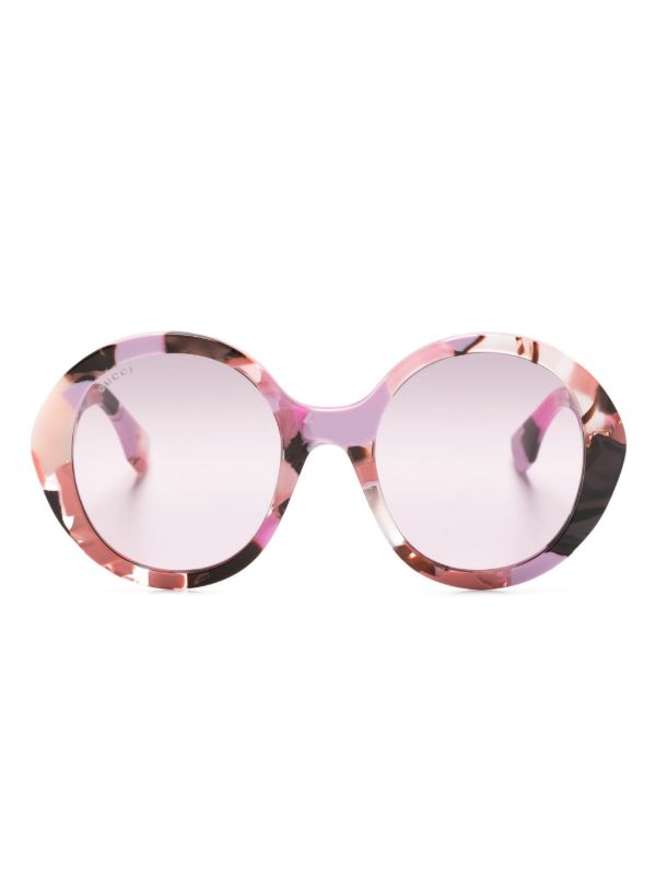 browns Gucci Eyewear Pink Nouvelle Vague Round-Frame Sunglasses | Browns Sunglasses