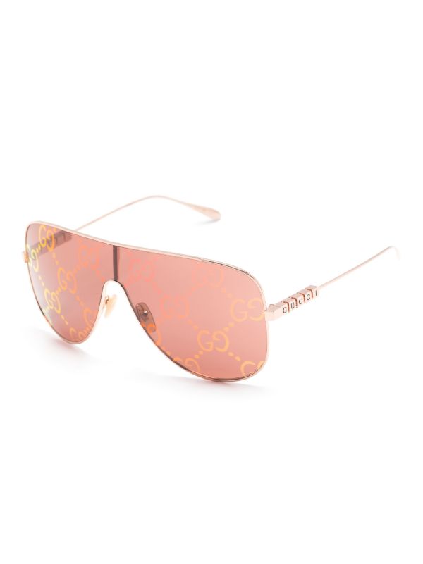 Browns Gucci Eyewear Red GG-Lens Mask-Frame Sunglasses | Browns Sunglasses