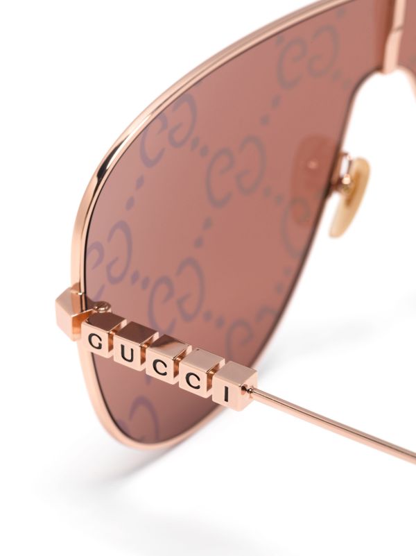 Browns Gucci Eyewear Red GG-Lens Mask-Frame Sunglasses | Browns Sunglasses