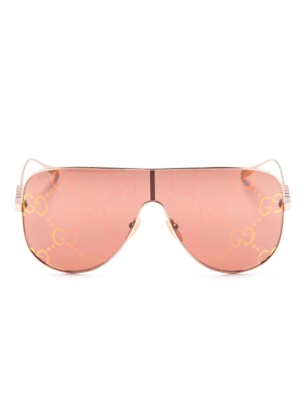 browns Gucci Eyewear Red GG-Lens Mask-Frame Sunglasses | Browns Sunglasses